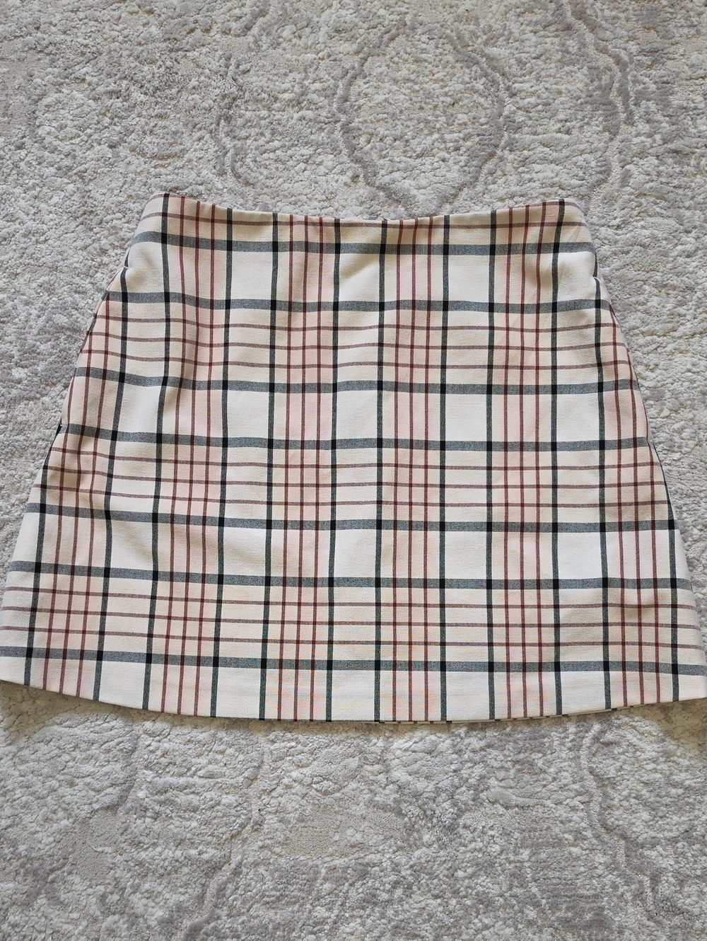 Wilfred Cream Plaid Mini Skirt with Pink and Black Check